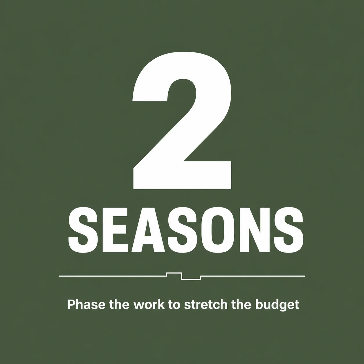 Stat card highlighting phasing a small backyard build across two seasons to stretch a budget